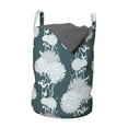 thumbnail image 1 of Floral Laundry Bag, Hand Drawn Blossoming Flowers Retro, Hamper Basket with Handles Drawstring Closure for Laundromats, 13" x 19", Pale Blue Dark Teal, by Ambesonne, 1 of 4