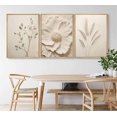 thumbnail image 3 of UZXTFQU Arte de pared, 3 piezas, lienzos florales beige, 3 of 6