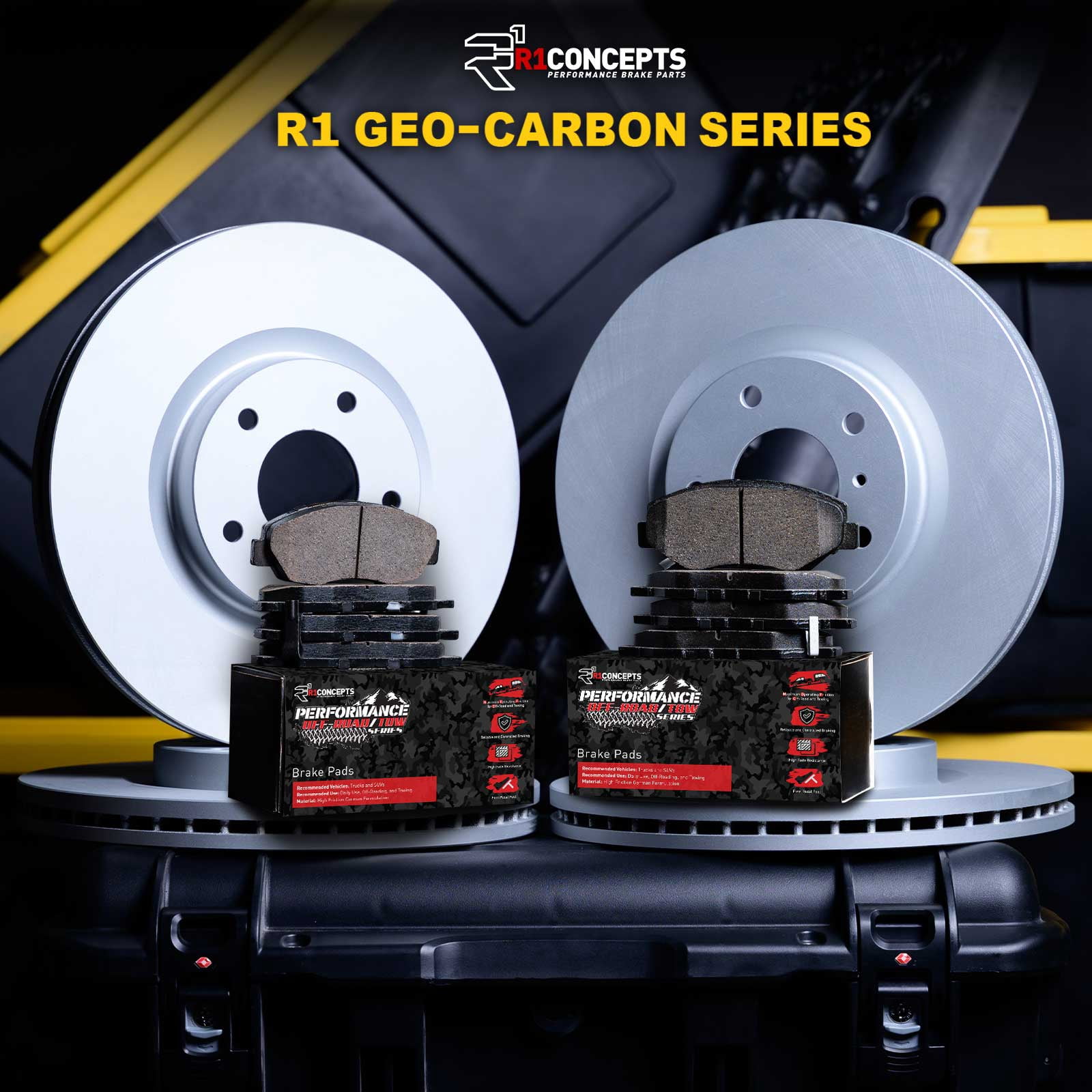 R1 Concepts Front Rear Brakes and Rotors Kit |Front Rear Brake Pads| Brake Rotors and Pads| Performance Off-Road Brake Pads and Rotors WDVN2-54037