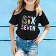 thumbnail image 2 of XAOFW Kids 6 7 T-Shirt Girls Graphic Letter Prints Toddler Youth Short Sleeve Round Neck Comfort Fashionable Casual Daily Wear Tee, 2 of 4