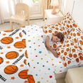 thumbnail image 4 of Castle Fairy Basketball Print Queen Bedding 7pcs, Stars Print Polka Dots Bedding Comforter Set Queen, Orange White, 4 of 7
