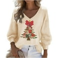 thumbnail image 2 of Craaazy Christmas Womens Shirts Christmas Printed Long Sleeve V Neck Fashion Clothing Xmas Womens Tops Gifts, 2 of 3