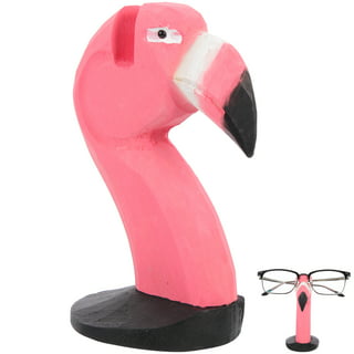 Audoloku Wood Eyeglass Holder Flamingo Glasses Stand Handmade Carving Sunglasses Display Rack for Home Office Desk Decor Flamingo Gifts for Women Men