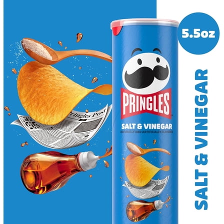 PRINGLES SALT & VINEGAR — TANGY CRUNCH STACKED CRISPS — 14 PACK FAMILY CASE – 5.5 OZ EACH
