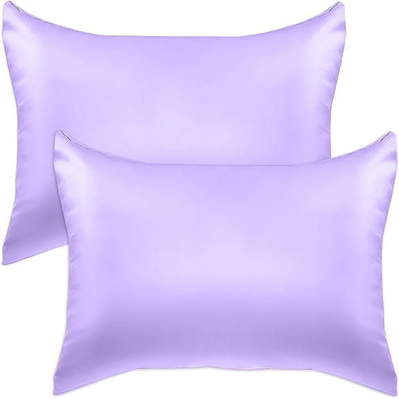 AUQ 2026 New 2-Pack Cooling Viscose Satin Pillowcase Set with Hidden Zipper Closure Pillow Protectors with Zipper King Size, King, Lilac, for Bedding, Sleep, Hair Care, Skin Care, Luxury Home Decor