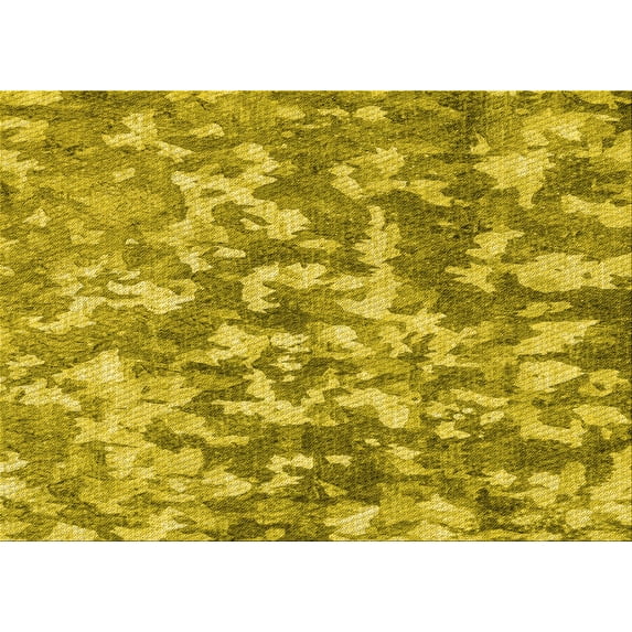 Ahgly Company Machine Washable Indoor Rectangle Transitional Dark Yellow Green Area Rugs, 5' x 7'