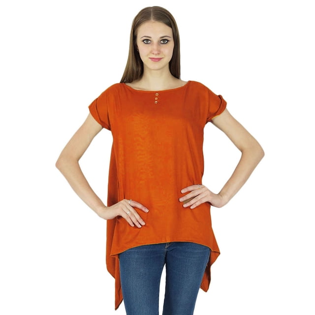 Femmes d'Été Boho Top Manches Courtes Solide Casual Tunique Plage Robe de Soleil