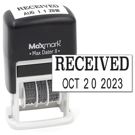 MaxMark Self-Inking Rubber Date Office Stamp with RECEIVED Phrase & Date - BLACK INK (Max Dater II)