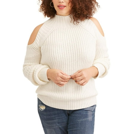 Junior Plus Cold Shoulder Sweater