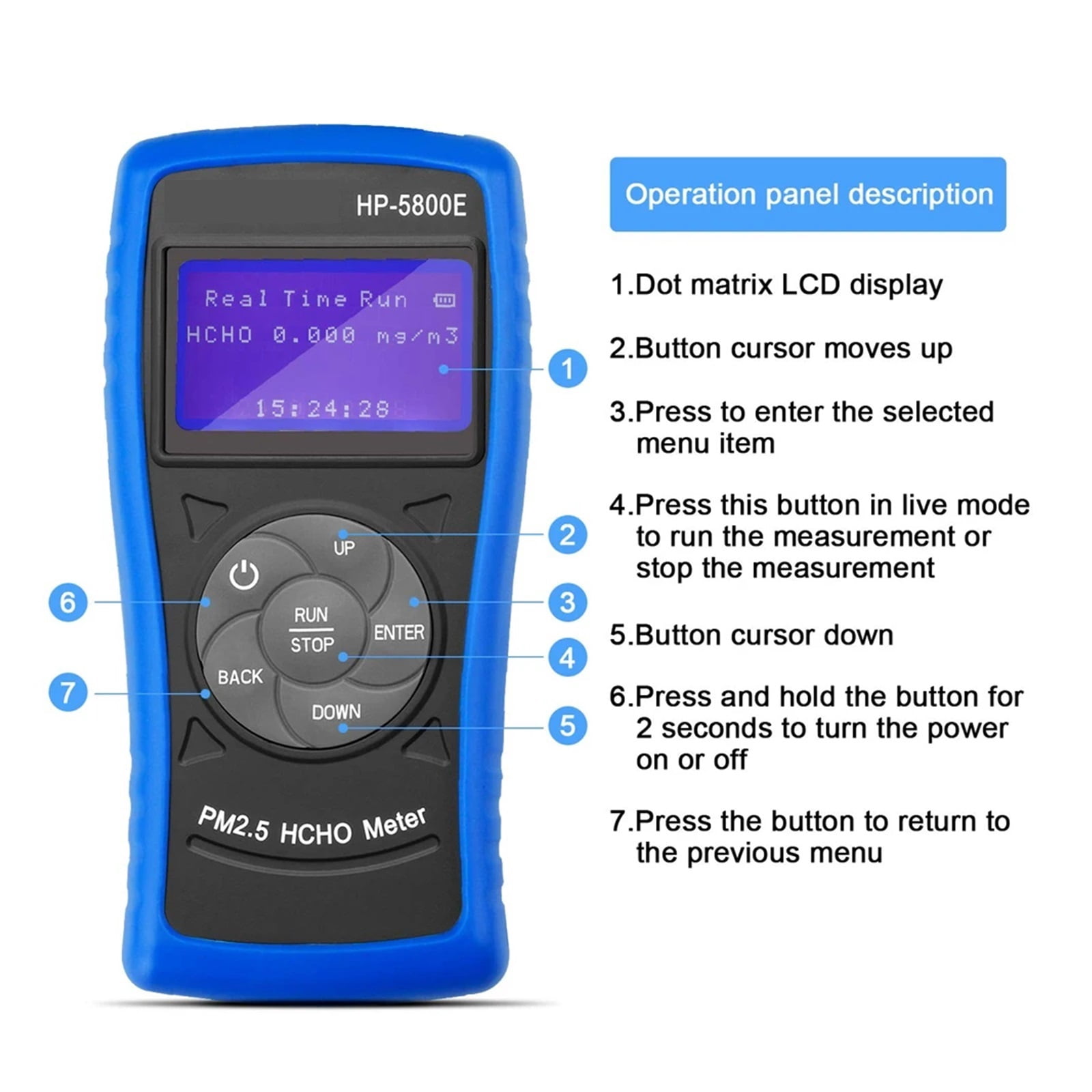 -5800E Digital Formaldehyde Detector Air Quality Tester Gas Detector for Industry,Home,Air Purifier Quality,Environment