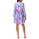 thumbnail image 3 of Vestido Floral de Cuello en V de Mujer INSPIRE CHIC con Manga Larga, Cintura Alta, Volantes, Estilo Skater, Mini Vestido de Chiffon, 3 of 6