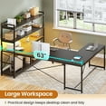 thumbnail image 6 of SEDETA L Shaped Gaming Desk, 63'' Reversible Computer Desk with Power Outlet and Storage Shelves, Corner Gaming Desk with LED Lights, Bookshelf for Home Office, Black, 6 of 7