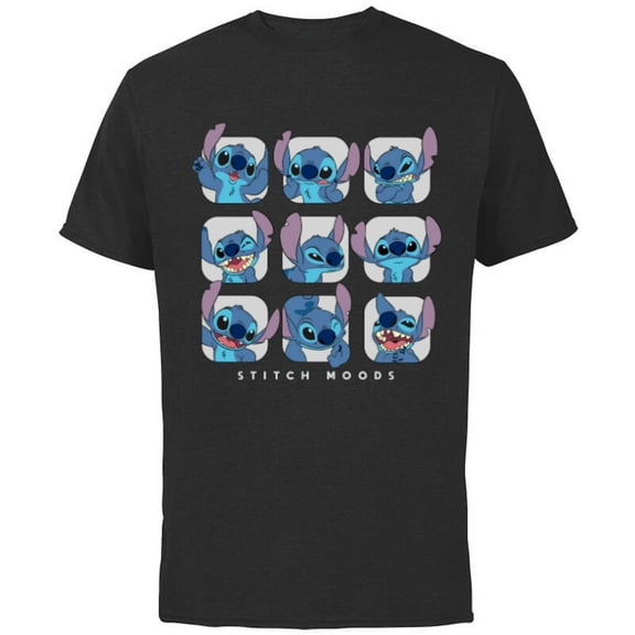 Disney Lilo and Stitch Moods - Short Sleeve Cotton T-Shirt for Adults -Customized-Black