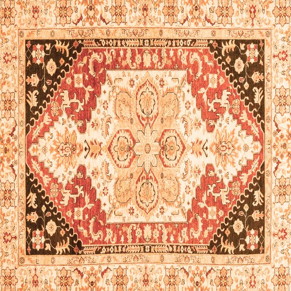 Ahgly Company Indoor Square Abstract Orange Modern Area Rugs, 7' Square