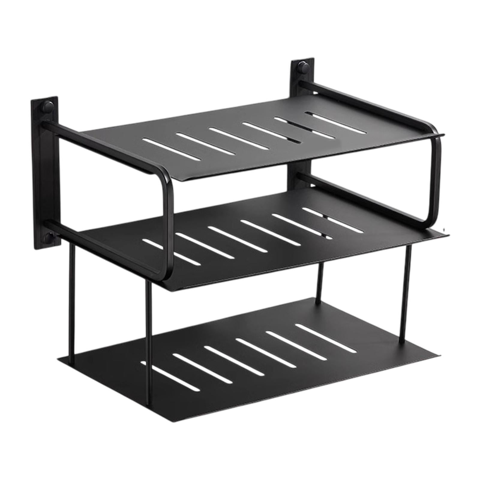Lipstore 3 Layers Projector Shelf Wall Mount Organizer for Living Room Clock TV Boxes Black