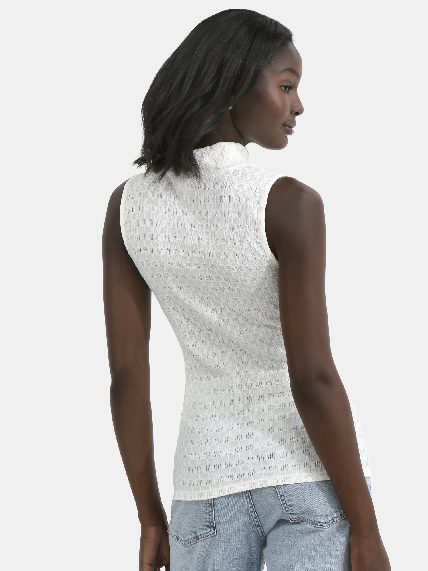 Time and Tru Women's Pucker Mock Neck Top, XS-XXXL