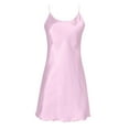 thumbnail image 4 of TEVEQ Satin Nightgowns for Women Sleepwear Lace Chemise Satin Slip Silk Negligee Nightie Bridal Adjustable Strap Nightwear for Women Summer Strap Thin Slim Fit Solid Color Hanging Dress Pink 8Xl, 4 of 4