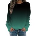 thumbnail image 2 of Up to 40% off fashion Clearance Women St. Patrick's Day Sweatshirts Gifts Ohufall Women's Tops Gradient Print Long Sleeves Pullover Crewneck Sweatshirt Casual Loose Sweatshirt, 2 of 5