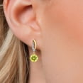 thumbnail image 3 of Gem Stone King 925 Silver and 10K Yellow Gold Canary Mystic Topaz and White Lab Grown Diamond Dangle Earrings for Women | 2.05 Cttw | Gemstone November Birthstone | Round 6MM, 3 of 6