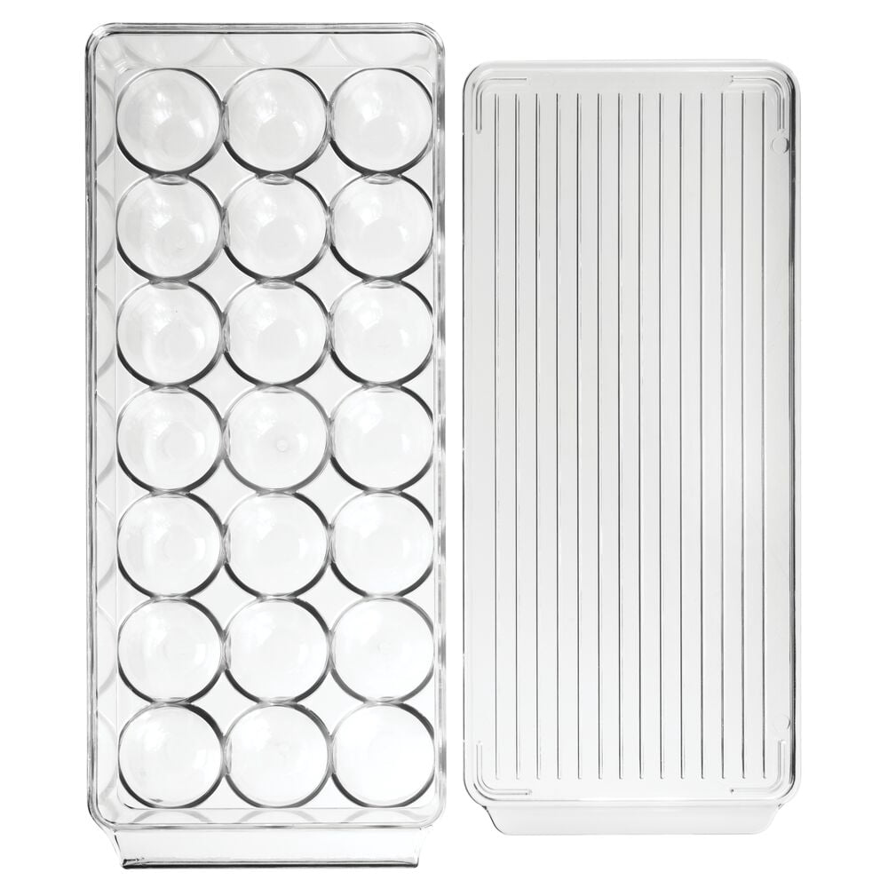 iDesign Clear Plastic Egg Holder for Fridge with Lid - 21 Egg Storage Container Organizer Bin, 2-Pack