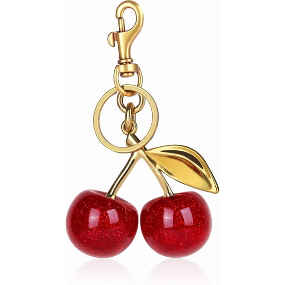 2-PCS Cherry Bag Charm Cute Cherry Accessories Sparkling Purse Charms for Women