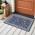 thumbnail image 4 of Navy Blue Floral Boho Entryway Rug 2'x3'&nbsp; Non Slip Front Door Mats, Ethnic Tribe Abstract Art Flower Entrance Rugs Indoor Outdoor Carpet, Washable Floor Mats Small Area Rug for Bedroom Kitchen, 4 of 8