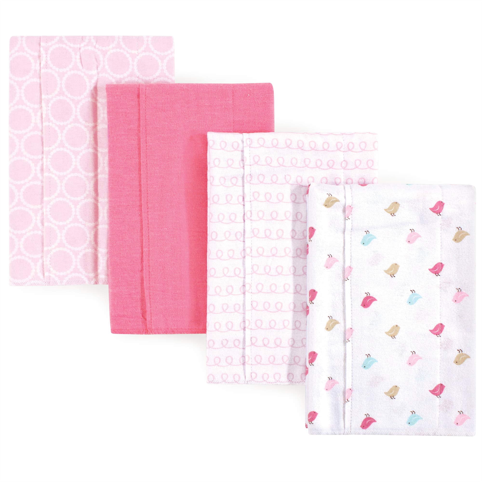 Luvable Friends Baby Girl Cotton Flannel Burp Cloths 4pk, Rainbow, One Size