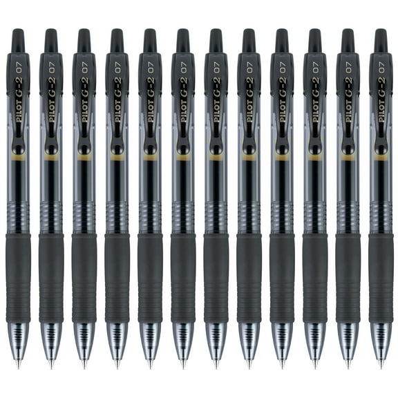Pilot G2 Retractable Rollerball Gel Pens, Fine Point, 0.7mm, Black Ink, 12 Count
