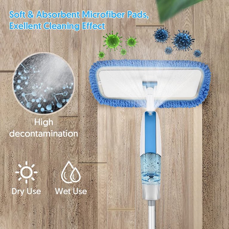  Microfiber Spray Floor Mops for Floors Cleaning, POPTEN 360  Degree Cleaning Kitchen Mop with 640ML Refillable Bottle,3 Washable Mop  Pads and 1 Scraper Dust Mop Wet Mop for Laminate,Hardwood,Ceramic :  Industrial