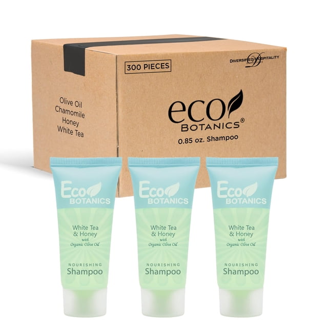 Champú para hotel tamaño viaje Eco Botanics, 0,85 oz (caja de 300)