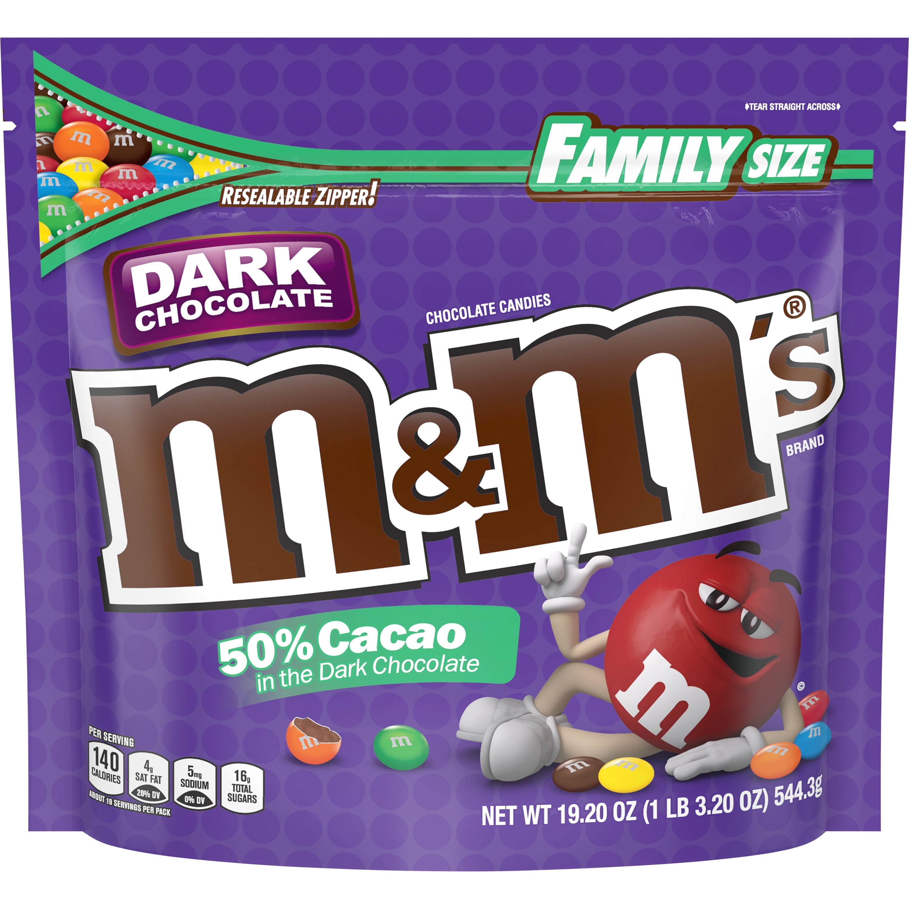 M&M'S, 50 Cacao Dark Chocolate Candies, 19.2 Oz Bag