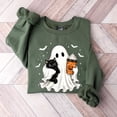 thumbnail image 3 of Ghost Cat Halloween Sweatshirt, Ghost Holding Black Cat Sweatshirt, Halloween Cat Lover Gift, 3 of 6
