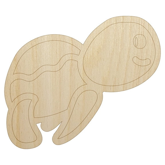 Turtle Swimming Doodle Wood Shape Unfinished Piece Cutout Craft DIY Projects - 4.70 Inch Size - 1/8 Inch Thick