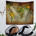 thumbnail image 2 of 51.2×59" Vintage World Map Tapestry Watercolor Tapestry Abstract Map Tapestry Wall Hanging Colorful Globe Tapestry Stylish Painting Map Tapestry for Living Room Dorm Wall Decor, 2 of 7