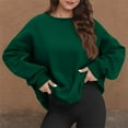 thumbnail image 6 of Dwellite Oversized Crewneck Sweatshirts Women Cute Plain Fleece Pullover Sweatshirt No Hood Casual Fall Long Sleeve Basic Tops with Pocket Dark Green M, 6 of 6
