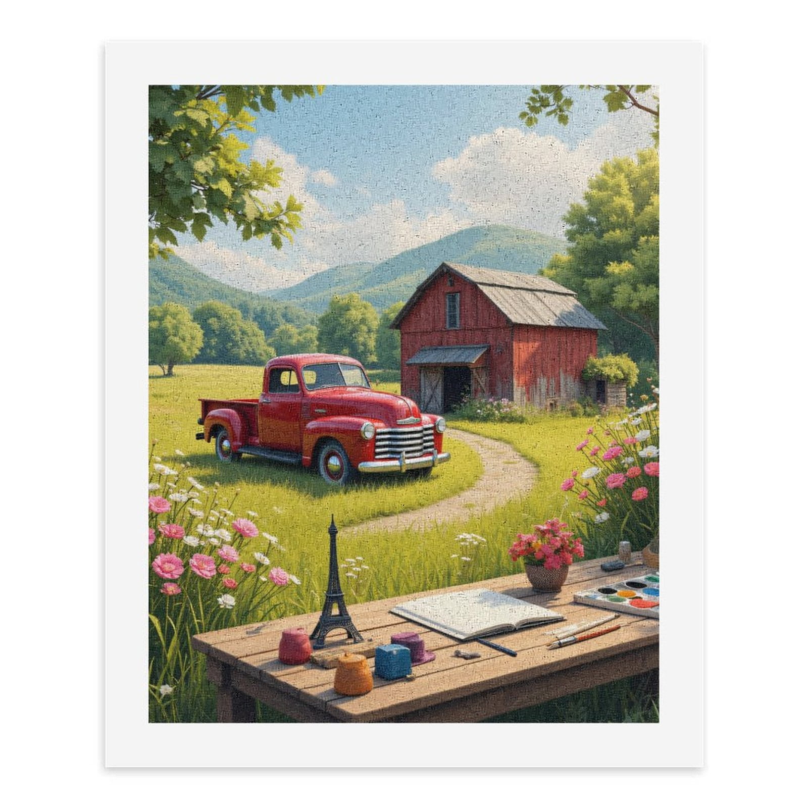 Paint by Numbers Kit for Adults, Red Truck Farm Barn Art Supplies Paint by Numbers, Easy Paint by Numbers Kit for Adults Beginner, DIY Adult Paint by Number Kits on Canvas, Home Decor
