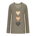 thumbnail image 5 of Feancey Women's V Neck T-Shirts Heart Printed Long Sleeve Tunic Tops Dressy Ruched Side Business Casual Blouse Velentine's Day Graphic Tees Khaki S, 5 of 9