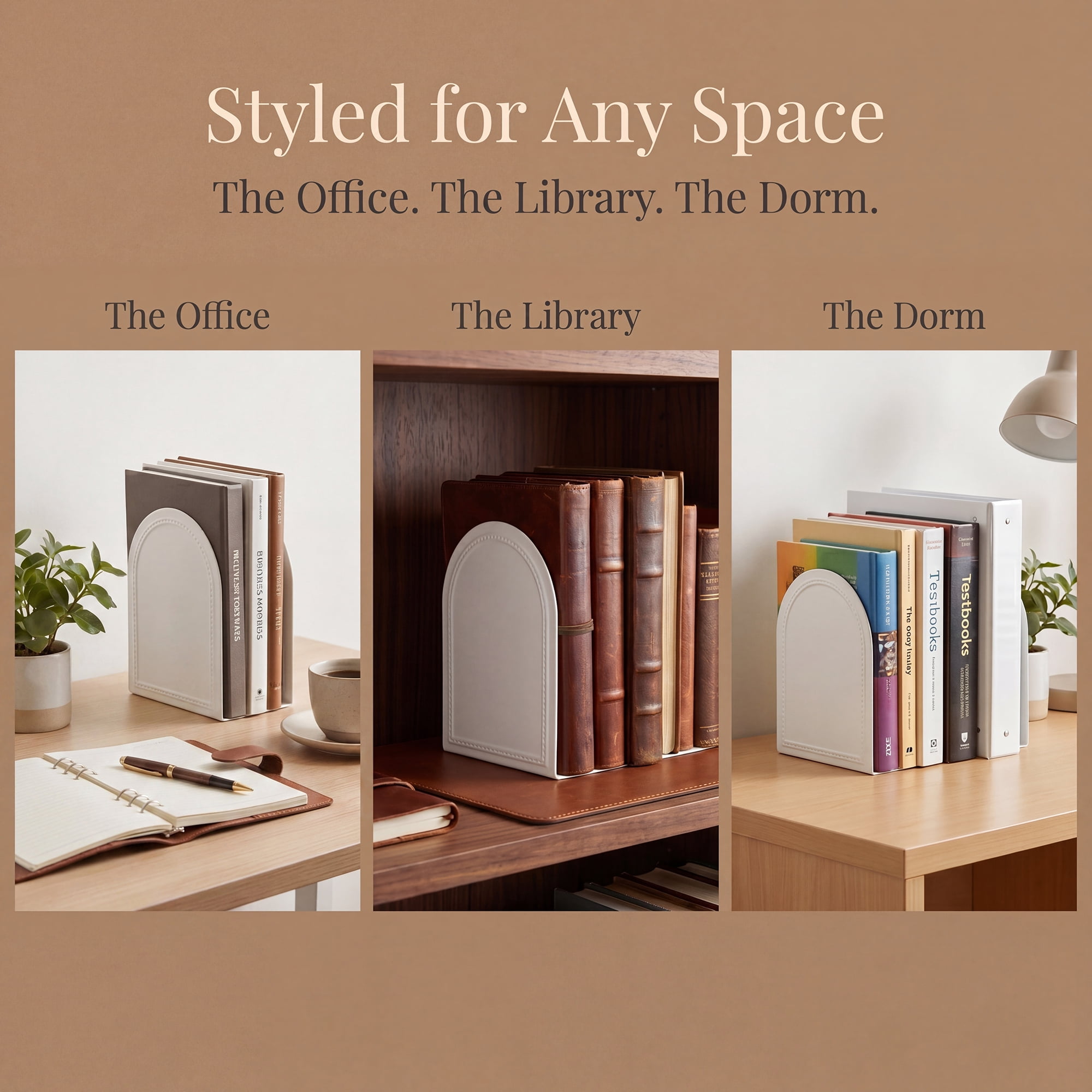 Unique Bargains 2Pcs Decorative Metal Modern Hollow-out Bookends White 5*3.1*6.5inch