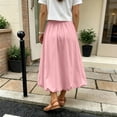 thumbnail image 6 of Fesfesfes Girls Solid Color Casual Midi Skirt,Elastic High Waist Flowy A-Line Skirt,Kids Side Pocket Everyday Skirt for School Daily Wear Outdoor Activity, 6 of 9