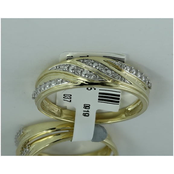 10K Yellow Gold His Hers Round Diamond Cluster Matching Wedding Set 1/3ctw, Women's Size: 5-10, Mens Size: 7-13