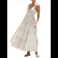 thumbnail image 1 of Vestido de Verano para Mujer, Informal, Sin Mangas, con Escote en V y Fruncido, para Playa. Albaricoque L, 1 of 10