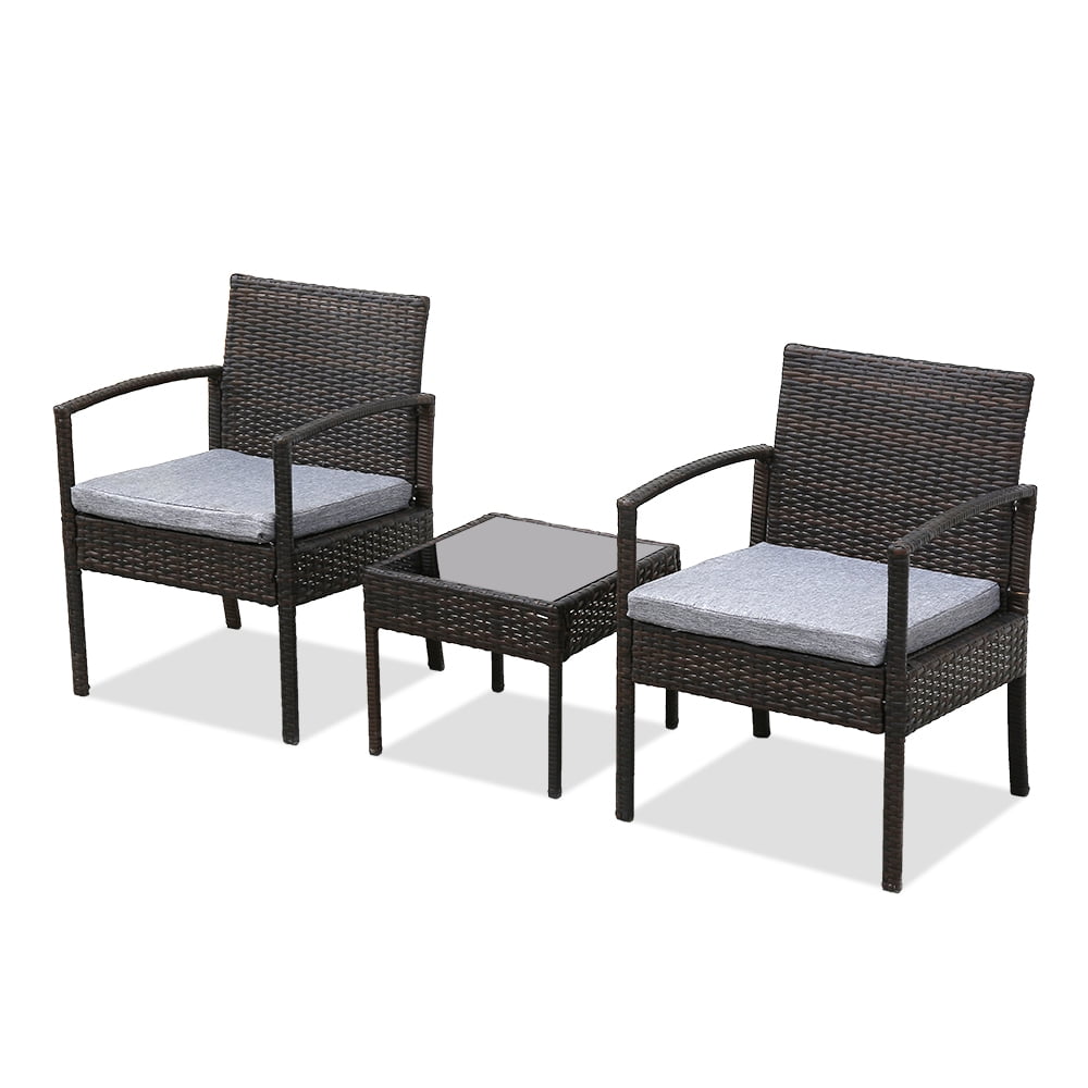 Winado 3PC Outdoor Furniture Set Rattan Patio Wicker Garden Table Sofa