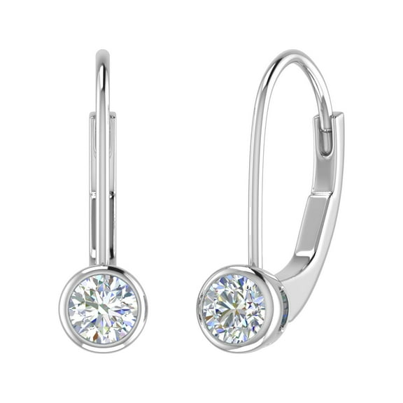 1/3 Carat Diamond Lever-back Drop Earrings in 14K White Gold (SI1-SI2 Clarity)