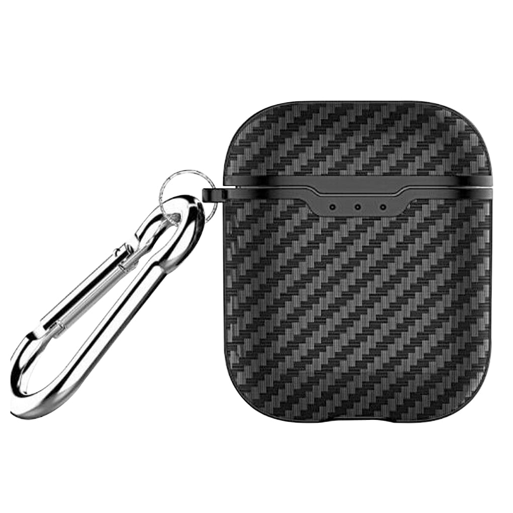 Maxjoy Compatible with Airpods 1st & 2nd Generation Case Full Body Rugged Carbon Fiber Hard Shell Protective Case Cover with Keychain for Airpods 1st & 2nd Generation Case Black 