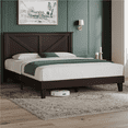thumbnail image 3 of Renwick Queen Size Modern Farmhouse Platform Bed for Adults, Espresso, 3 of 10