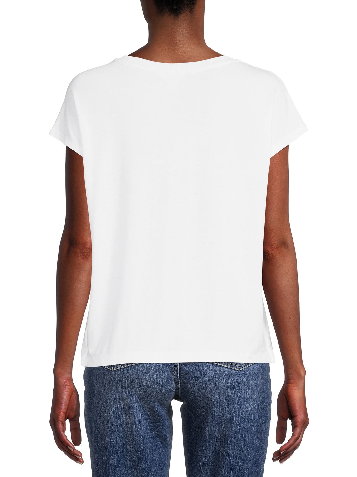 Time And Tru Women's Twist Front Top with Short Sleeves