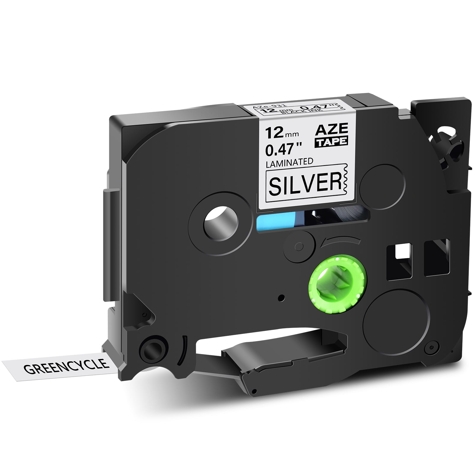 GREENCYCLE 1PK Compatible for Brother TZe-931 TZ-931 TZ931 TZ931 P-touch Tape 12mm 0.47'' Laminated Black on Silver Label Tapes