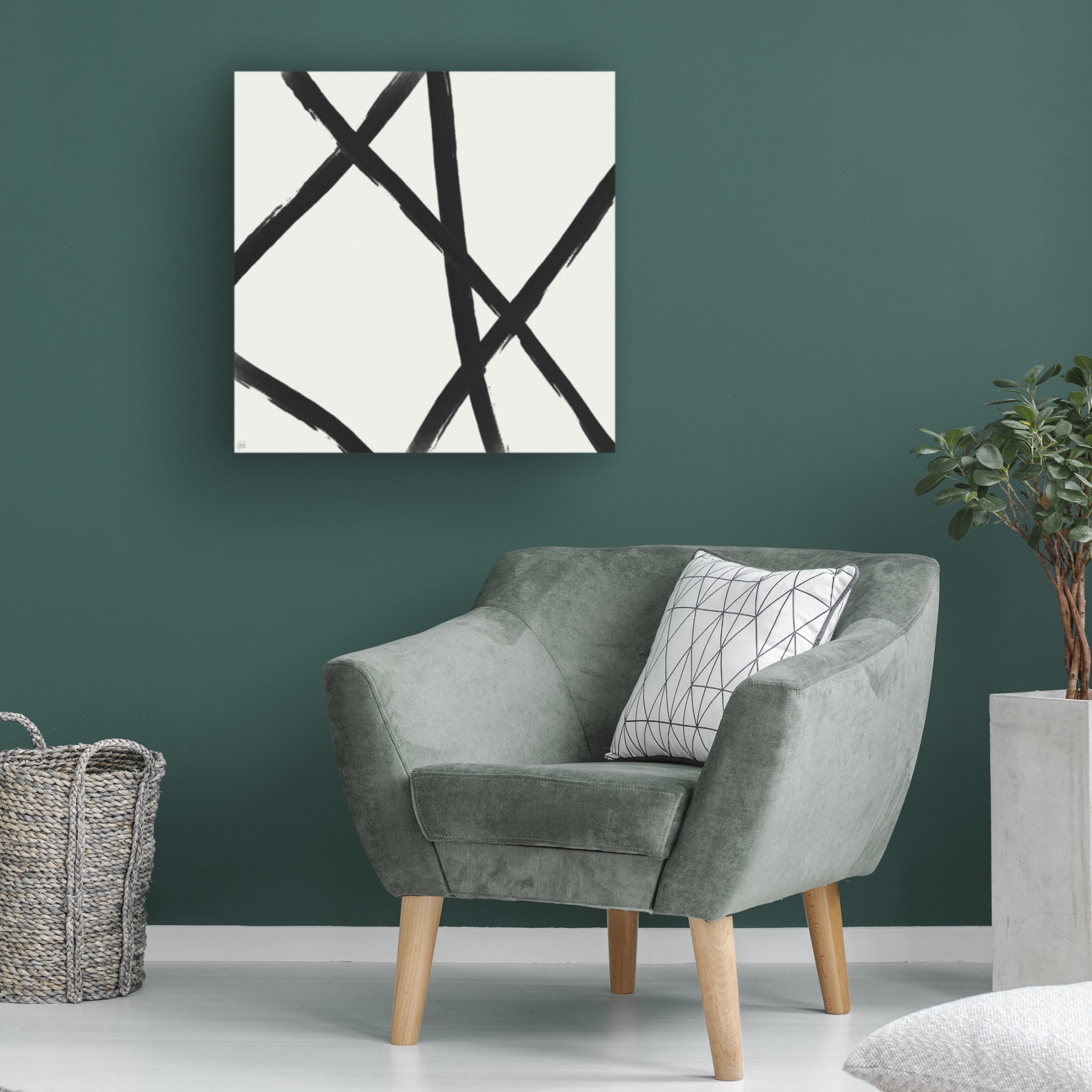 Canvas Wall Art - Line and Brush 'Straight Paint 1' Wall Art for Living Room, Bedroom, or Office Décor by Trademark Fine Art - 14 x 14 Inches