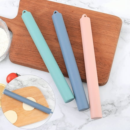 

Fogcroll Rolling Pin Easy to Clean Hanging Hole Design Simple Operation Food Grade Convenient Baking Stainless Steel Silicone Flour Dough Roller for Home