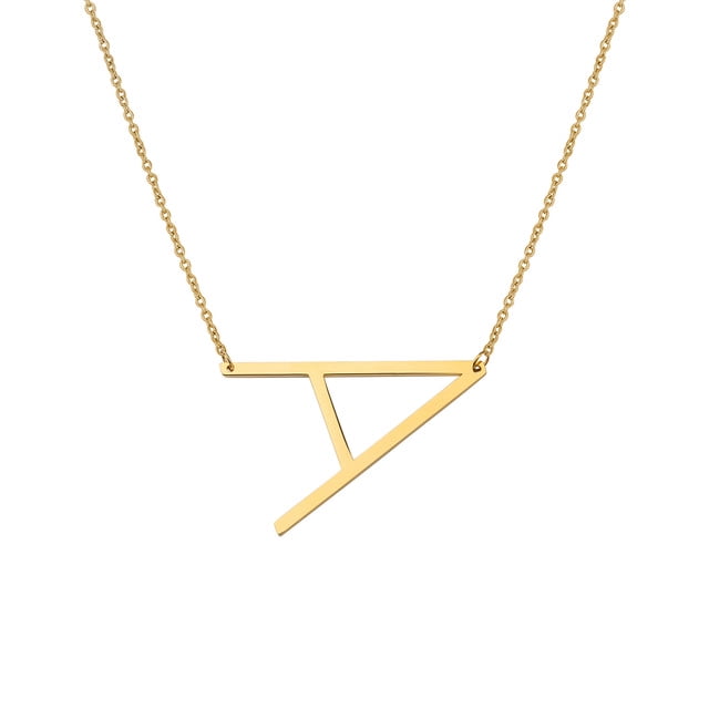 Personalized Initial Letter Necklace with Custom Engraving - Custom Initial Necklace - Oversized Letter Necklace - Sideways Initial Necklace for Women - Gift for Her - Jewelry Gift Set